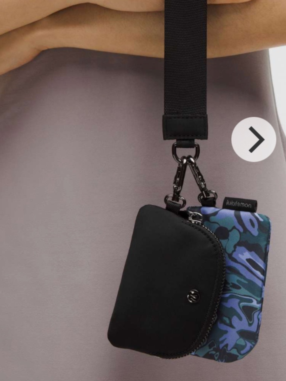 Lululemon Dual Pouch Wristlet NWT Sold Out Flower Meld Mini Multi / Gunmetal
